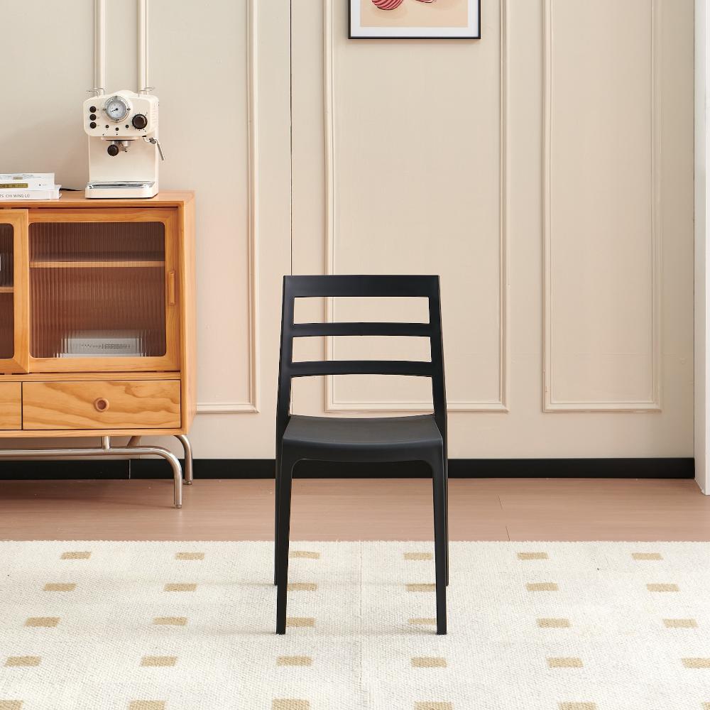 Silla New York, Negro, con Espaldar en Líneas y Diseño Minimalista, detalle