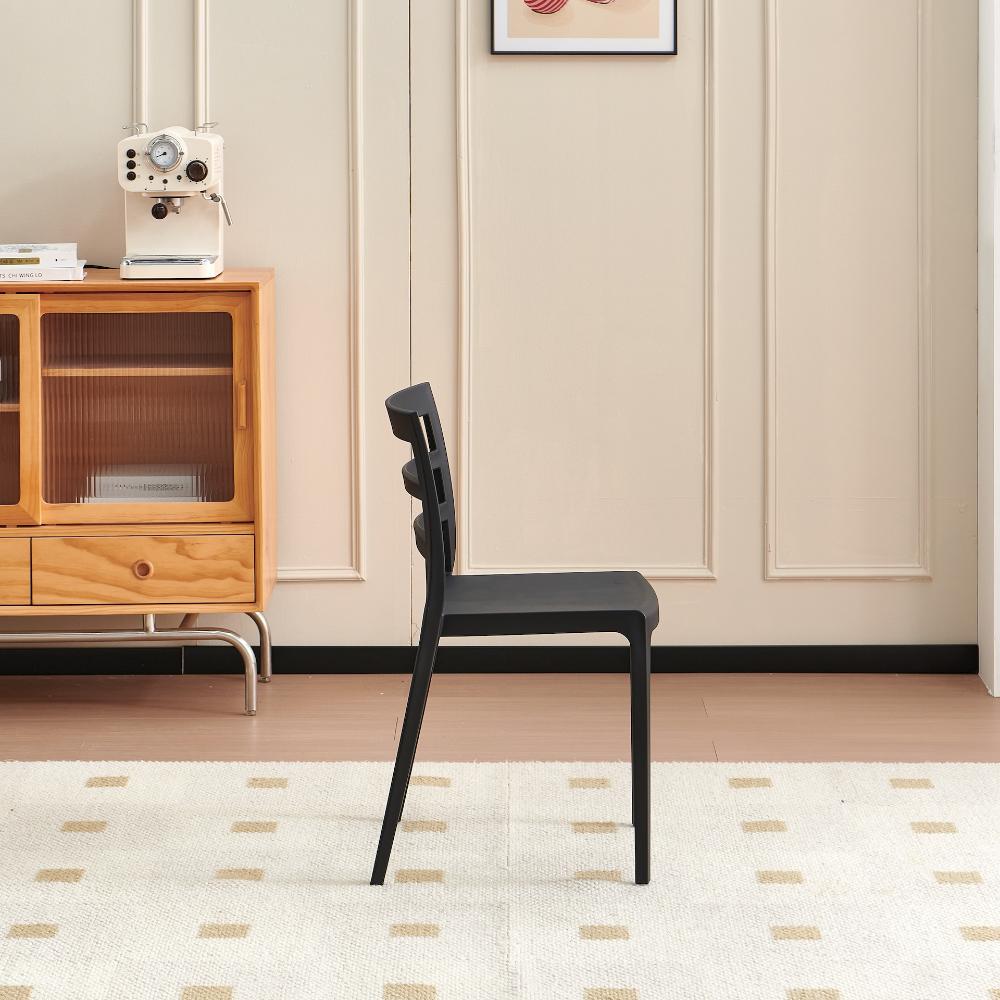 Silla New York, Negro, con Espaldar en Líneas y Diseño Minimalista, vista lateral