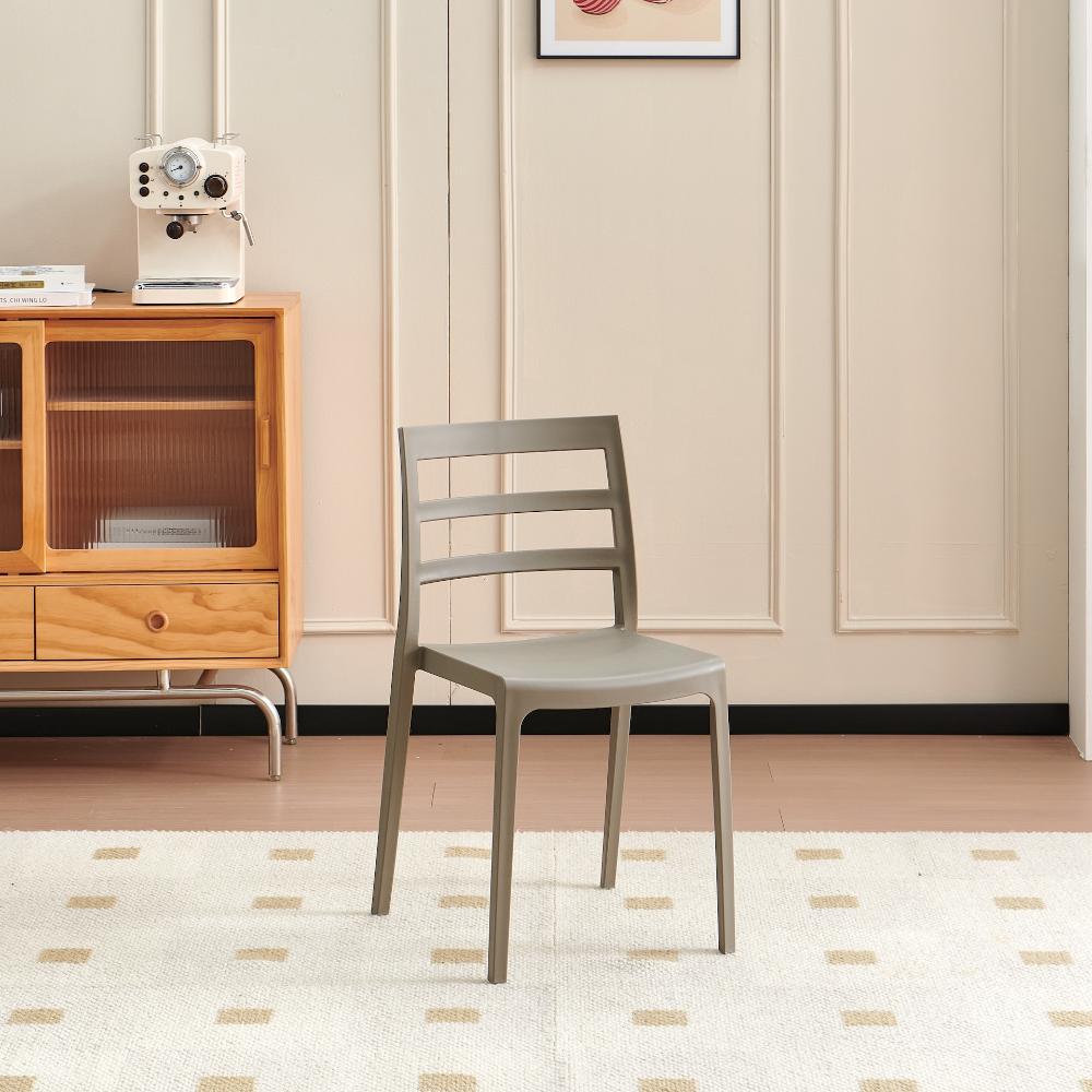 Set de 6 Sillas New York, Taupe, con Espaldar en Líneas y Diseño Minimalista