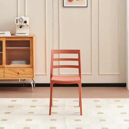 Set de 4 Sillas New York, Terracota, con Espaldar en Líneas y Diseño Minimalista