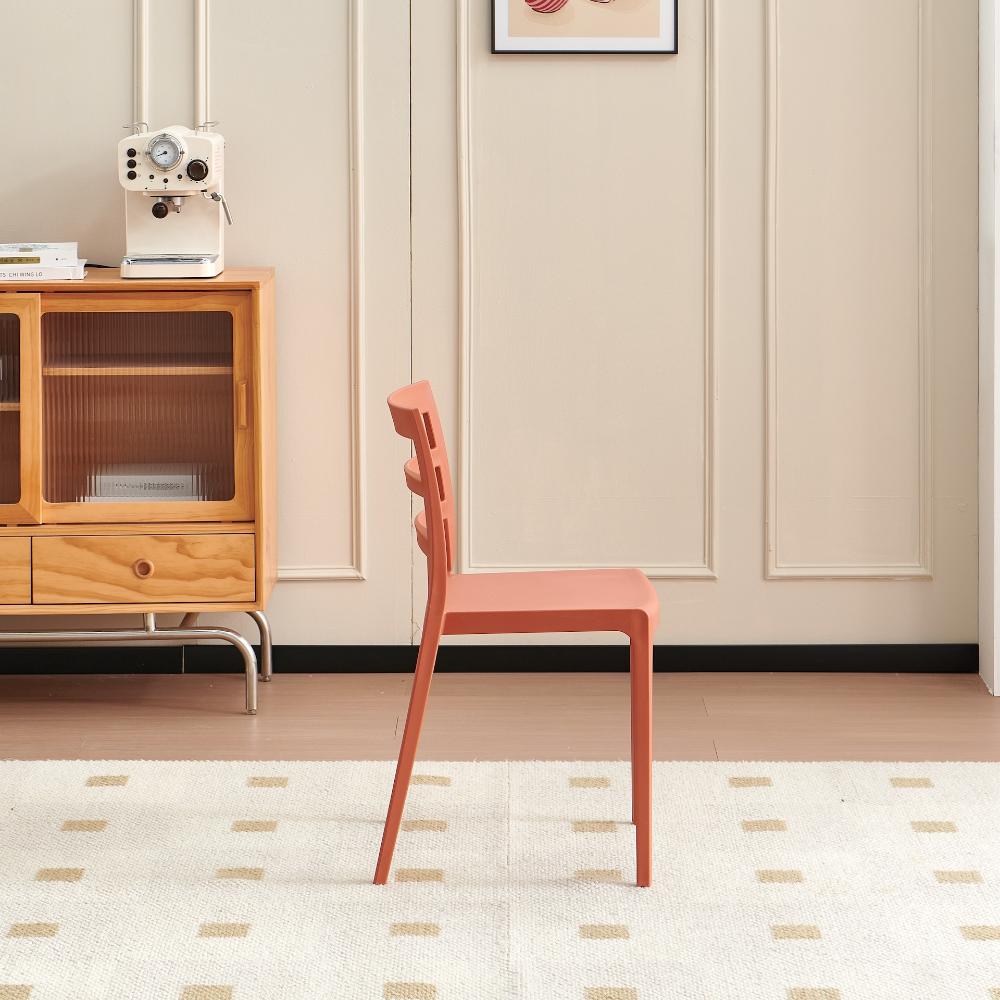 Set de 2 Sillas New York, Terracota, con Espaldar en Líneas y Diseño Minimalista