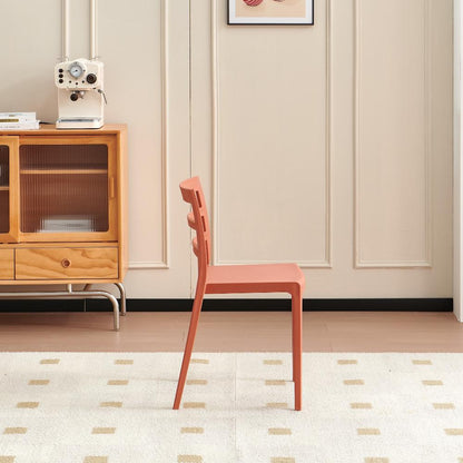 Set de 4 Sillas New York, Terracota, con Espaldar en Líneas y Diseño Minimalista