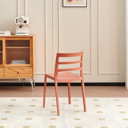 Set de 4 Sillas New York, Terracota, con Espaldar en Líneas y Diseño Minimalista