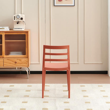 Set de 4 Sillas New York, Terracota, con Espaldar en Líneas y Diseño Minimalista