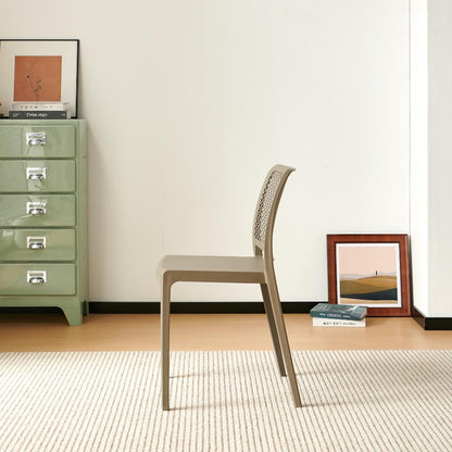 Set de 4 Sillas Manhattan, Taupe, con Espaldar en Rejilla y Diseño Minimalista