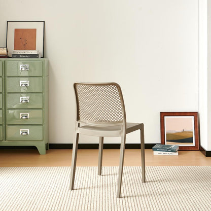 Set de 2 Sillas Manhattan, Taupe, con Espaldar en Rejilla y Diseño Minimalista