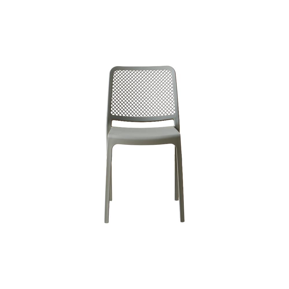 Set de 6 Sillas Manhattan, Gris Oscuro, con Espaldar en Rejilla y Diseño Minimalista