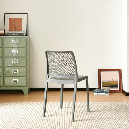 Set de 2 Sillas Manhattan, Gris Oscuro, con Espaldar en Rejilla y Diseño Minimalista