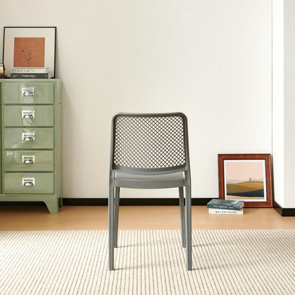 Set de 6 Sillas Manhattan, Gris Oscuro, con Espaldar en Rejilla y Diseño Minimalista