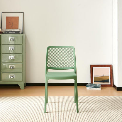 Set de 6 Sillas Manhattan, Verde, con Espaldar en Rejilla y Diseño Minimalista
