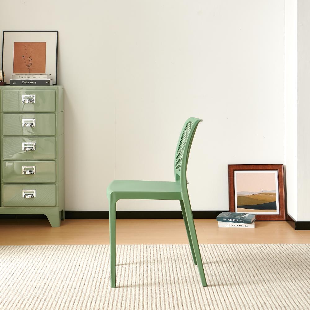 Set de 2 Sillas Manhattan, Verde, con Espaldar en Rejilla y Diseño Minimalista