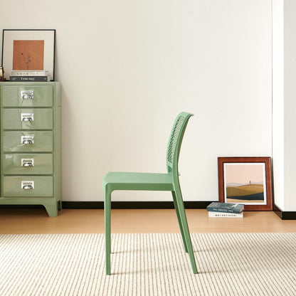 Set de 2 Sillas Manhattan, Verde, con Espaldar en Rejilla y Diseño Minimalista