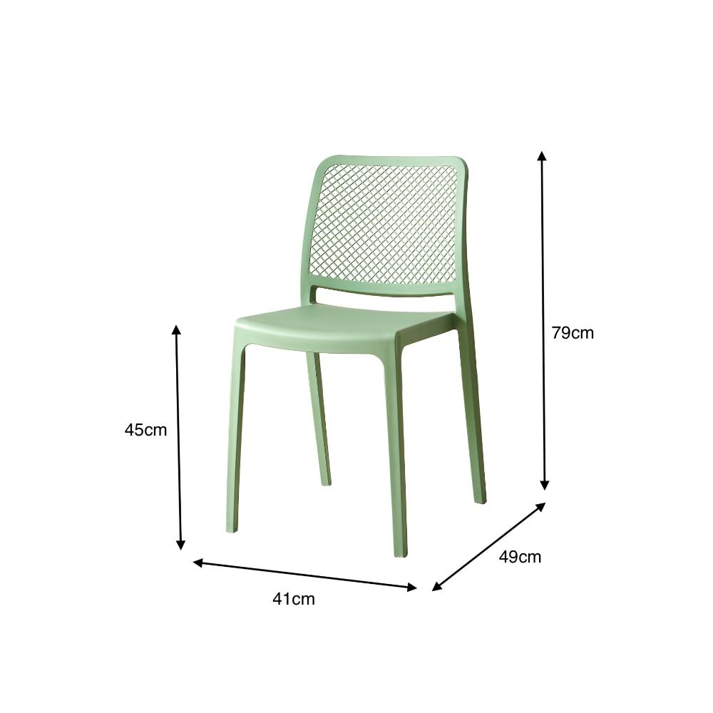 Set de 6 Sillas Manhattan, Verde, con Espaldar en Rejilla y Diseño Minimalista