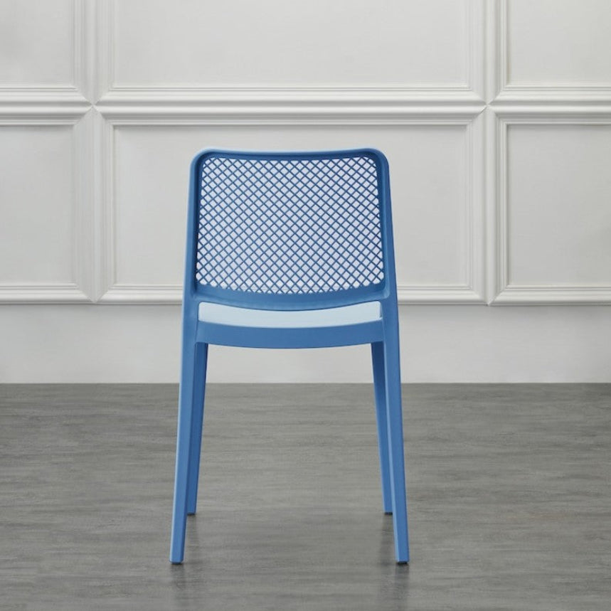 Set de 2 Sillas Manhattan, Azul Oceano, con Espaldar en Rejilla y Diseño Minimalista
