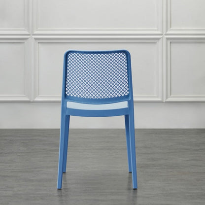 Set de 2 Sillas Manhattan, Azul Oceano, con Espaldar en Rejilla y Diseño Minimalista