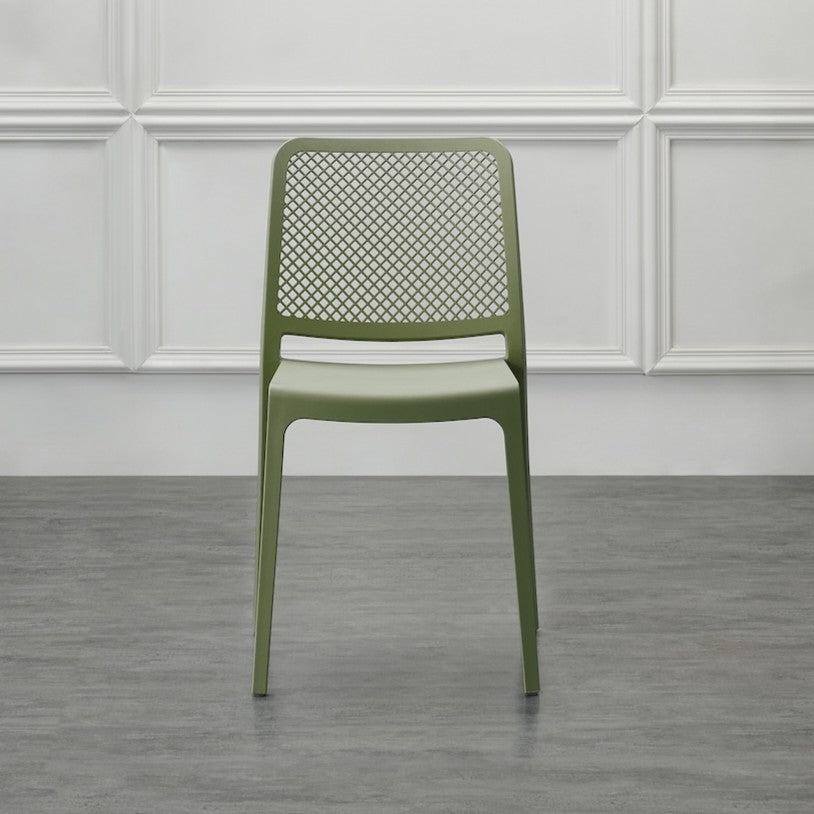 Silla Manhattan, Verde, con Espaldar en Rejilla y Diseño Minimalista