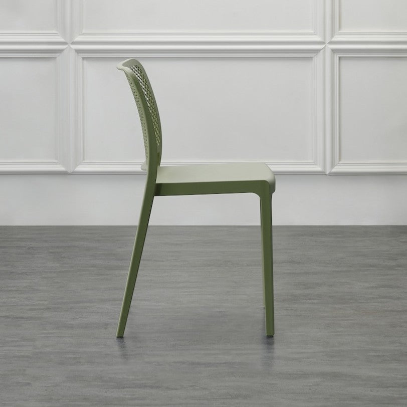 Set de 2 Sillas Manhattan, Verde, con Espaldar en Rejilla y Diseño Minimalista