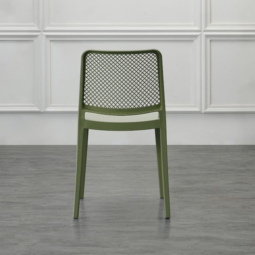 Set de 2 Sillas Manhattan, Verde, con Espaldar en Rejilla y Diseño Minimalista