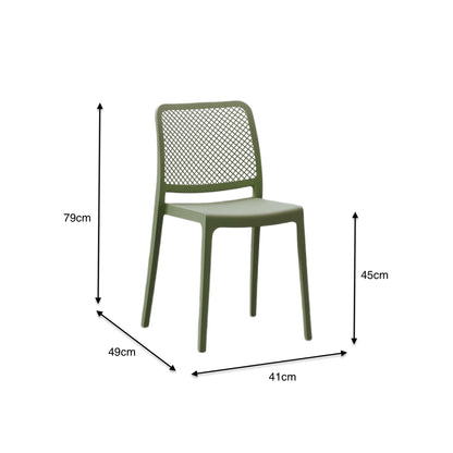 Silla Manhattan, Verde, con Espaldar en Rejilla y Diseño Minimalista