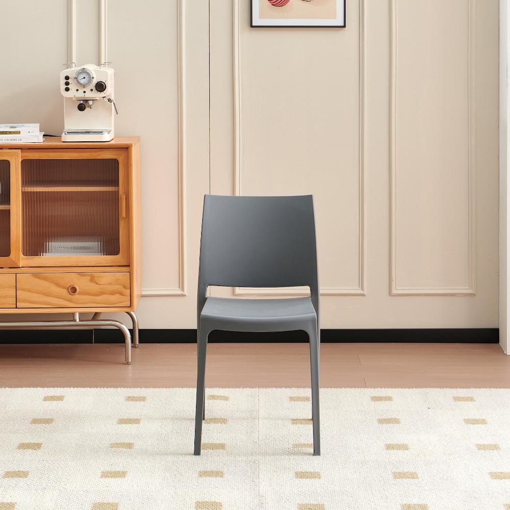 Set de 2 Sillas Soho, Gris Oscuro, con Espaldar Cerrado y Diseño Minimalista