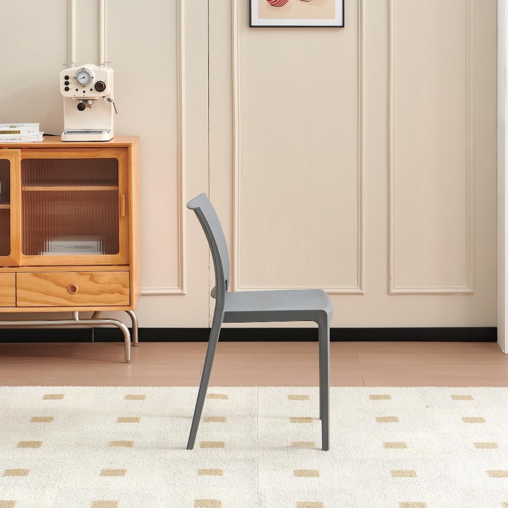 Set de 2 Sillas Soho, Gris Oscuro, con Espaldar Cerrado y Diseño Minimalista