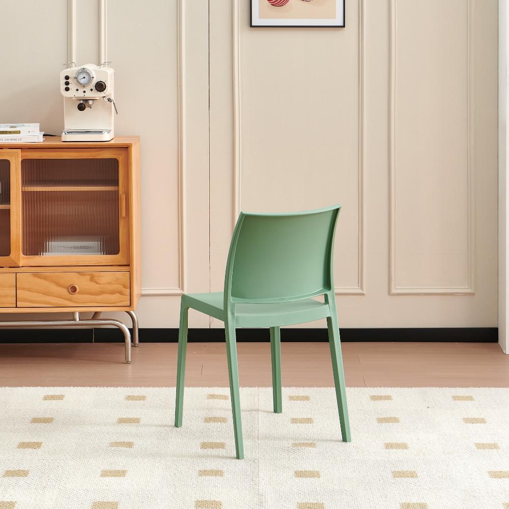 Set de 2 Sillas Soho, Verde, con Espaldar Cerrado y Diseño Minimalista