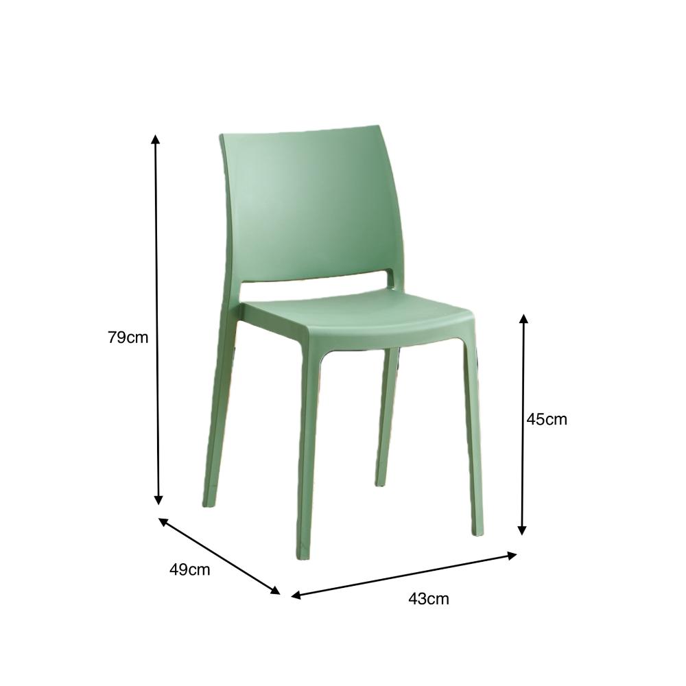 Set de 4 Sillas Soho, Verde, con Espaldar Cerrado y Diseño Minimalista