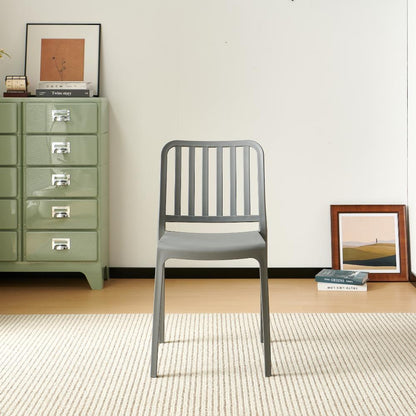 Silla Brooklyn, Gris Oscuro, con Espaldar en Rayas y Diseño Minimalista, vista lateral