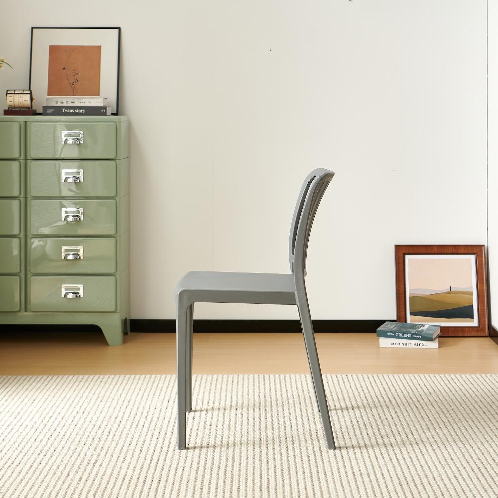 Silla Brooklyn, Gris Oscuro, con Espaldar en Rayas y Diseño Minimalista, detalle