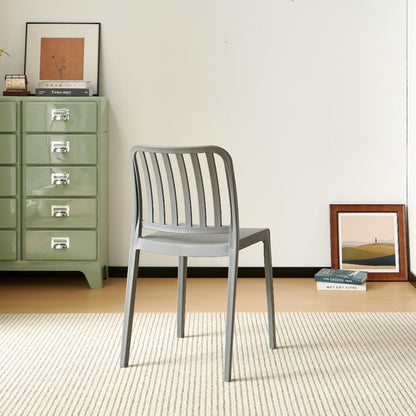 Silla Brooklyn, Gris Oscuro, con Espaldar en Rayas y Diseño Minimalista, vista posterior