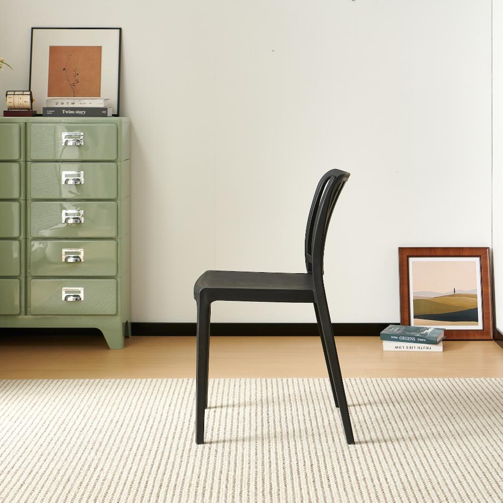 Set de 2 Sillas Brooklyn, Negro, con Espaldar en Rayas y Diseño Minimalista