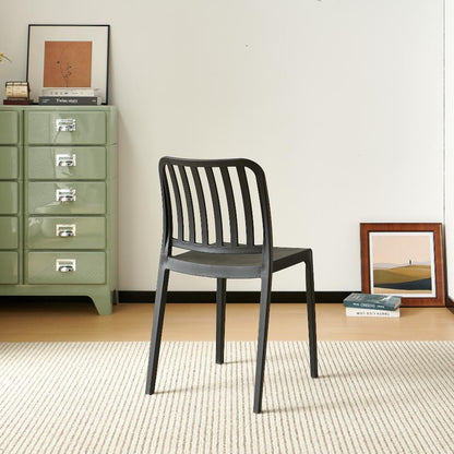 Set de 4 Sillas Brooklyn, Negro, con Espaldar en Rayas y Diseño Minimalista