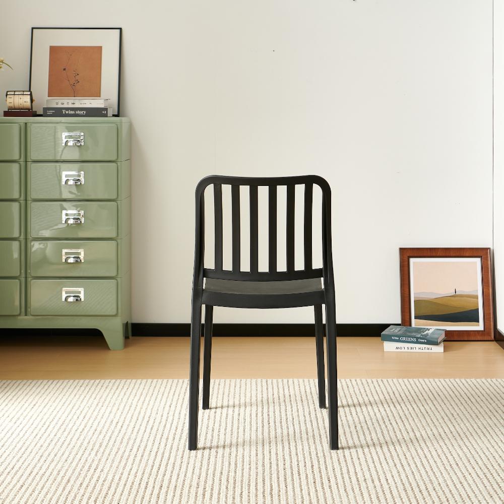 Set de 2 Sillas Brooklyn, Negro, con Espaldar en Rayas y Diseño Minimalista