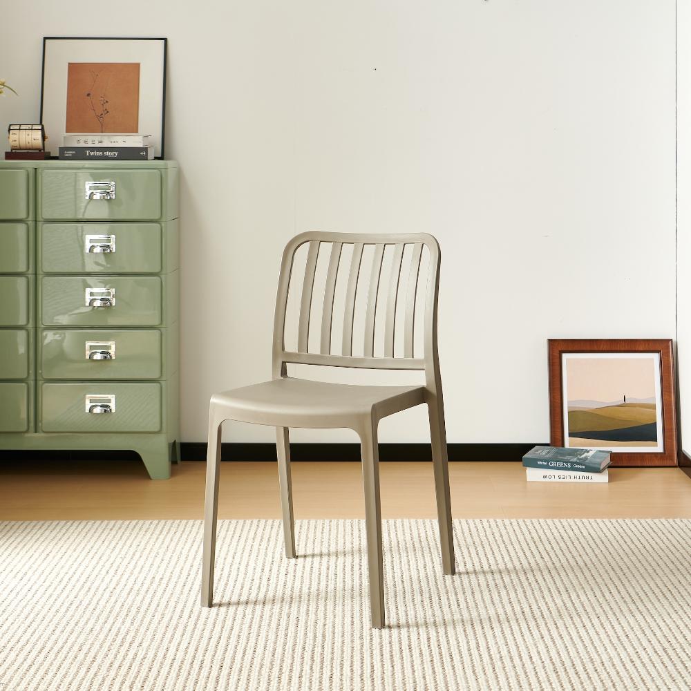 Set de 6 Sillas Brooklyn, Taupe, con Espaldar en Rayas y Diseño Minimalista