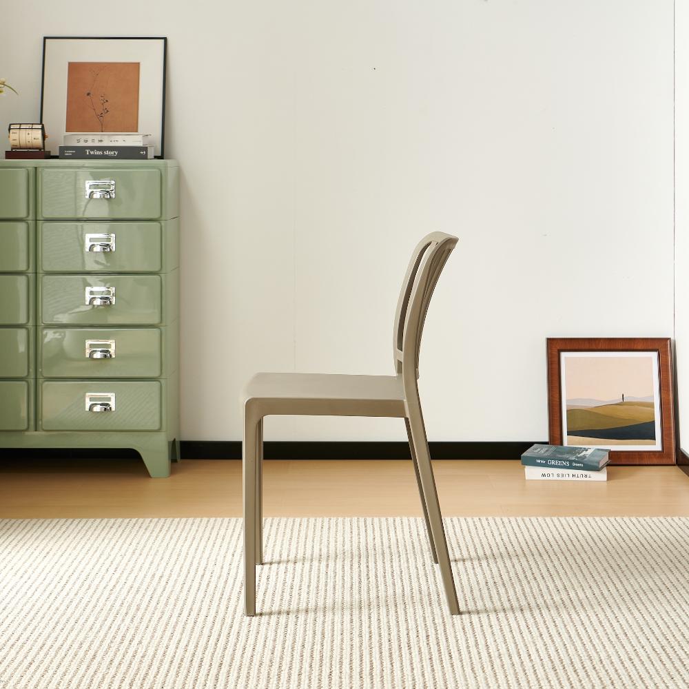 Set de 2 Sillas Brooklyn, Taupe, con Espaldar en Rayas y Diseño Minimalista