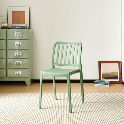 Set de 6 Sillas Brooklyn, Verde, con Espaldar en Rayas y Diseño Minimalista