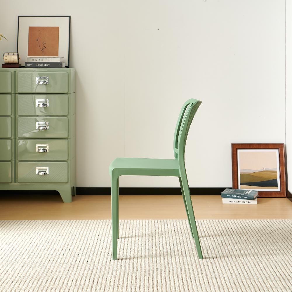 Set de 6 Sillas Brooklyn, Verde, con Espaldar en Rayas y Diseño Minimalista