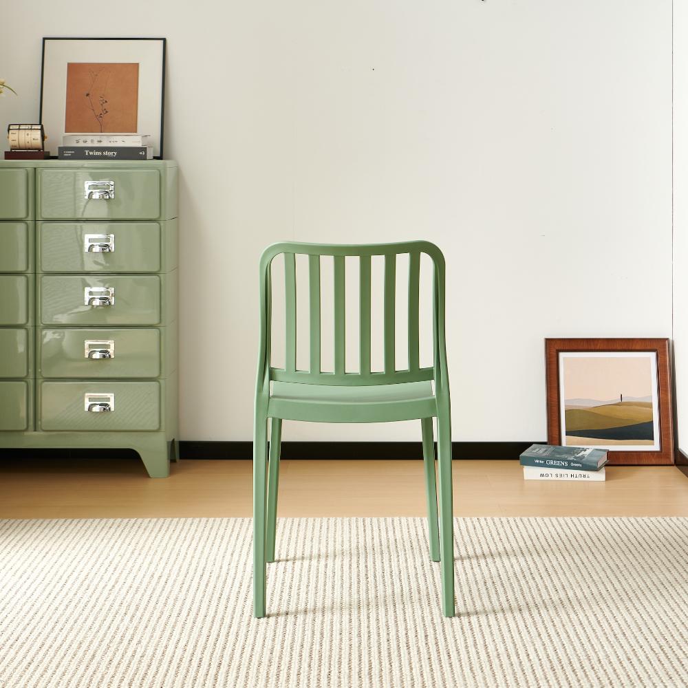 Set de 6 Sillas Brooklyn, Verde, con Espaldar en Rayas y Diseño Minimalista