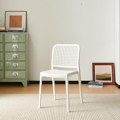 Set de 4 Sillas Bronx , Blanco, con Espaldar en Cuadrados y Diseño Minimalista