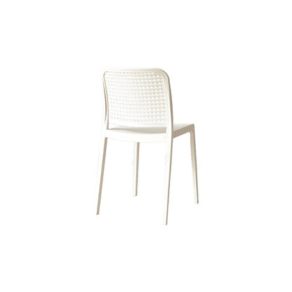 Set de 4 Sillas Bronx , Blanco, con Espaldar en Cuadrados y Diseño Minimalista