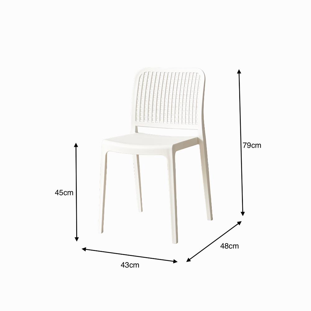 Set de 4 Sillas Bronx , Blanco, con Espaldar en Cuadrados y Diseño Minimalista