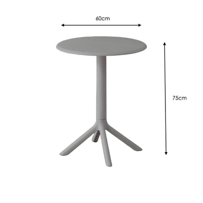 Comedor nórdico gris oscuro con mesa redonda y 4 sillas - detalle de acabado