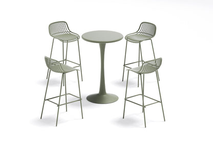 Set de 4 Butacos para Barra Tulum, Color Verde Olivo, Diseño Moderno, medidas