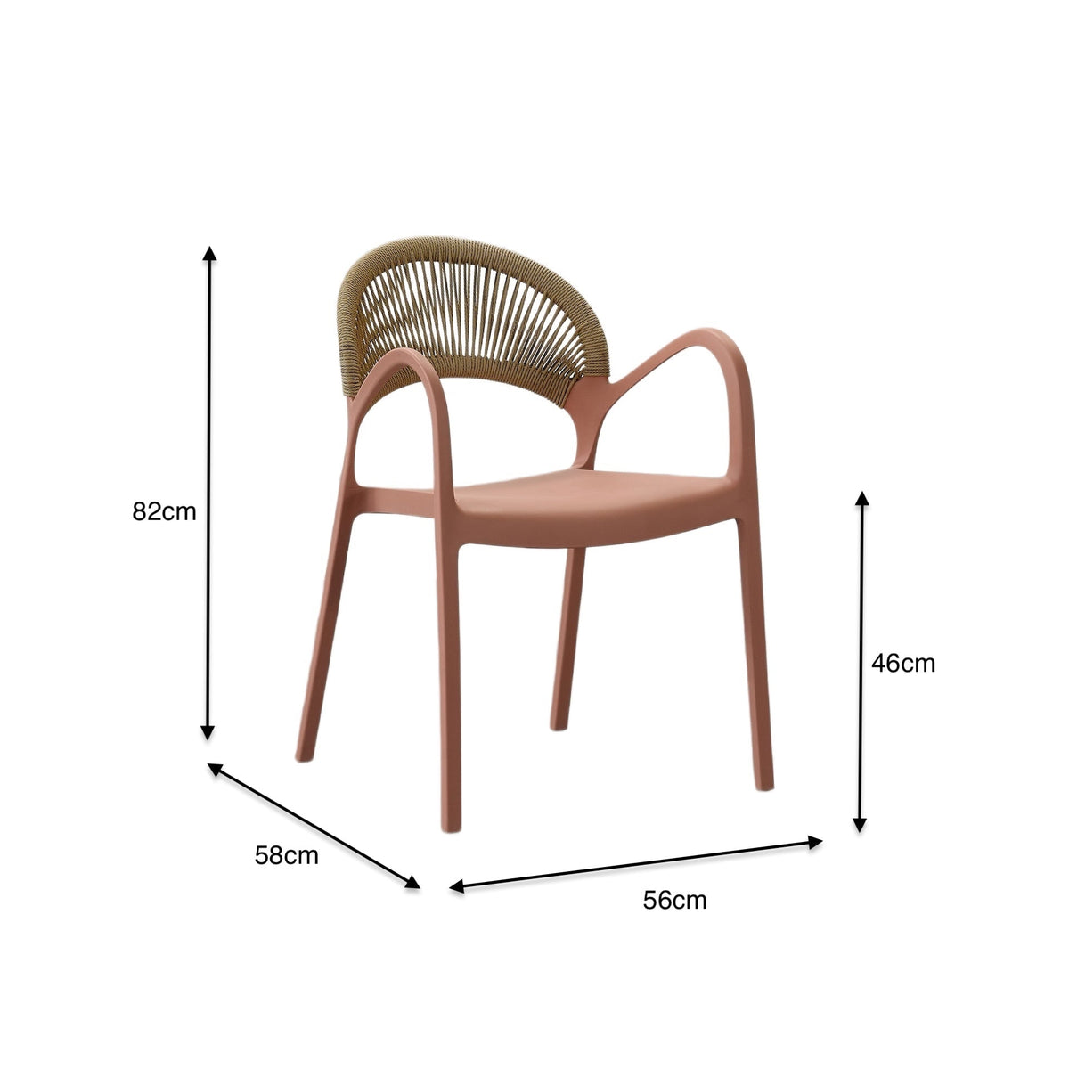 Silla Daytona, Salmón, con Espaldar, Reposa Brazos y Diseño Minimalista