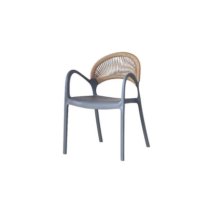 Set de 2 Sillas Daytona, Gris Oscuro y Café Claro, con Espaldar, Reposa Brazos y Diseño Minimalista,