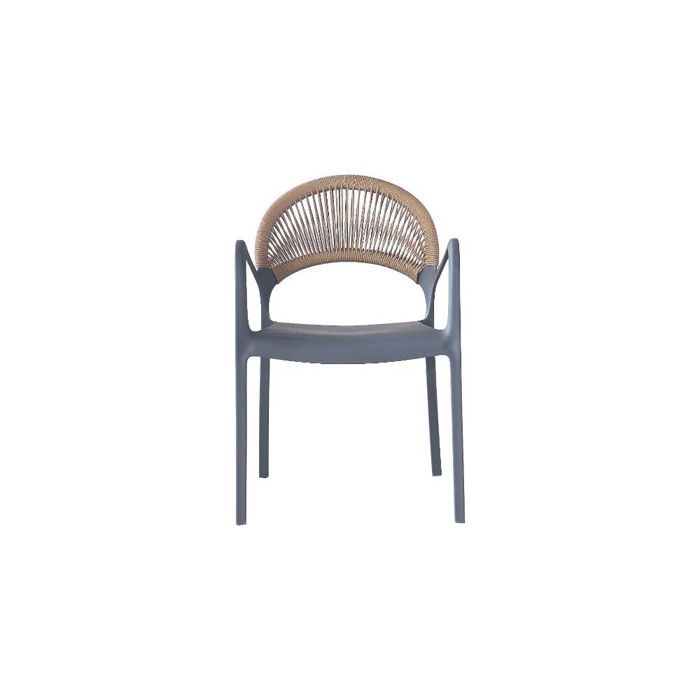 Set de 2 Sillas Daytona, Gris Oscuro y Café Claro, con Espaldar, Reposa Brazos y Diseño Minimalista,
