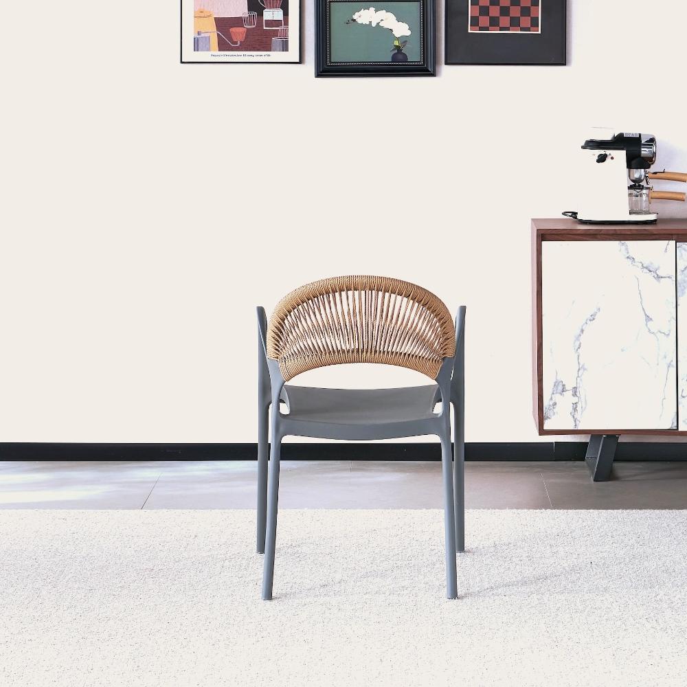 Set de 2 Sillas Daytona, Gris Oscuro y Café Claro, con Espaldar, Reposa Brazos y Diseño Minimalista,