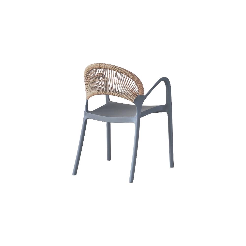 Set de 2 Sillas Daytona, Gris Oscuro y Café Claro, con Espaldar, Reposa Brazos y Diseño Minimalista,