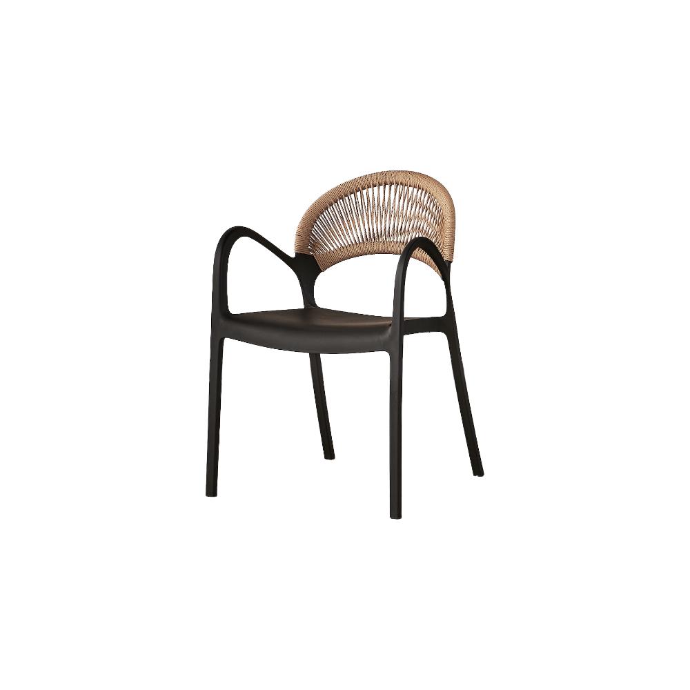 Silla Daytona, Negro y Café Claro, con Espaldar, Reposa Brazos y Diseño Minimalista, abierto