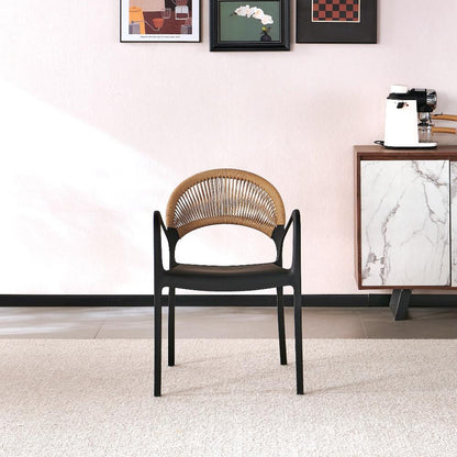 Silla Daytona, Negro y Café Claro, con Espaldar, Reposa Brazos y Diseño Minimalista, vista lateral